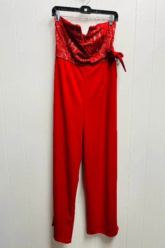 women's jumpsuits made of velvetJumpsuit By Mi Ami In Red, Size: L