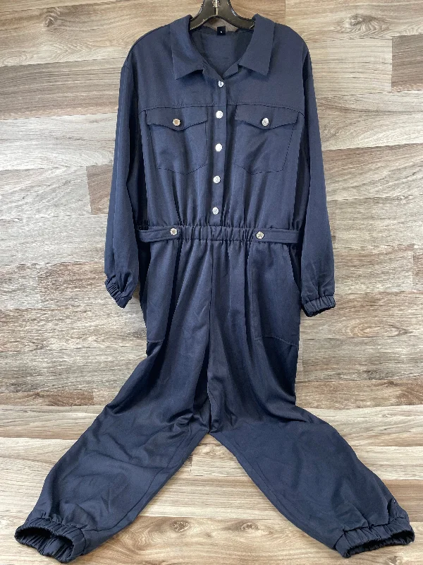 women's jumpsuits with short sleevesJumpsuit By Shein In Navy, Size: 2x