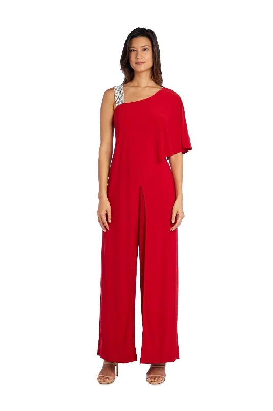 women's jumpsuits for laid-back looksR&M Richards 3420 Asymmetric Jumpsuit With Overlay