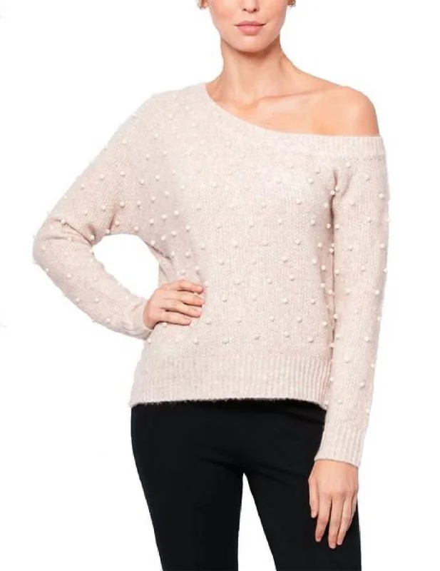 Embellished SweatersAdalynn One Shoulder Sweater In Blush