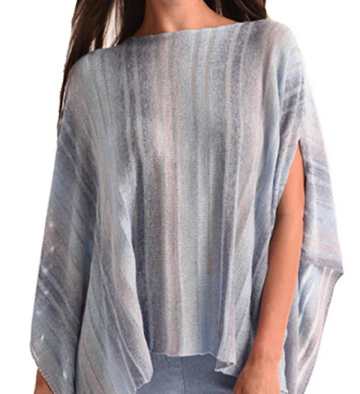 Cashmere SweatersCut-Out Poncho Sweater In Denim