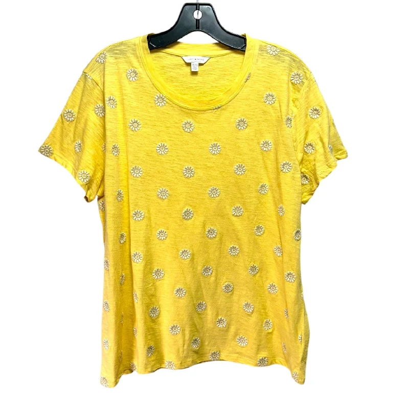 women's tops for everyday eleganceEmbroidered Top Short Sleeve By Lucky Brand In Yellow, Size: Xl