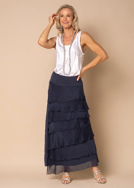 women's wrap skirtsFifi Silk Skirt in Navy