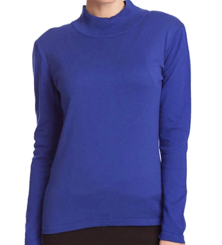 Thick SweatersLong Sleeve Mock Neck Pullover In Cobalt