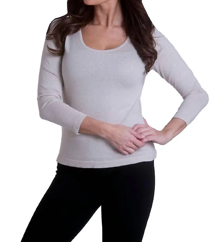 Colorful Comfortable Casual SweatersLong Sleeve Scoop Neck Sweater In Gray