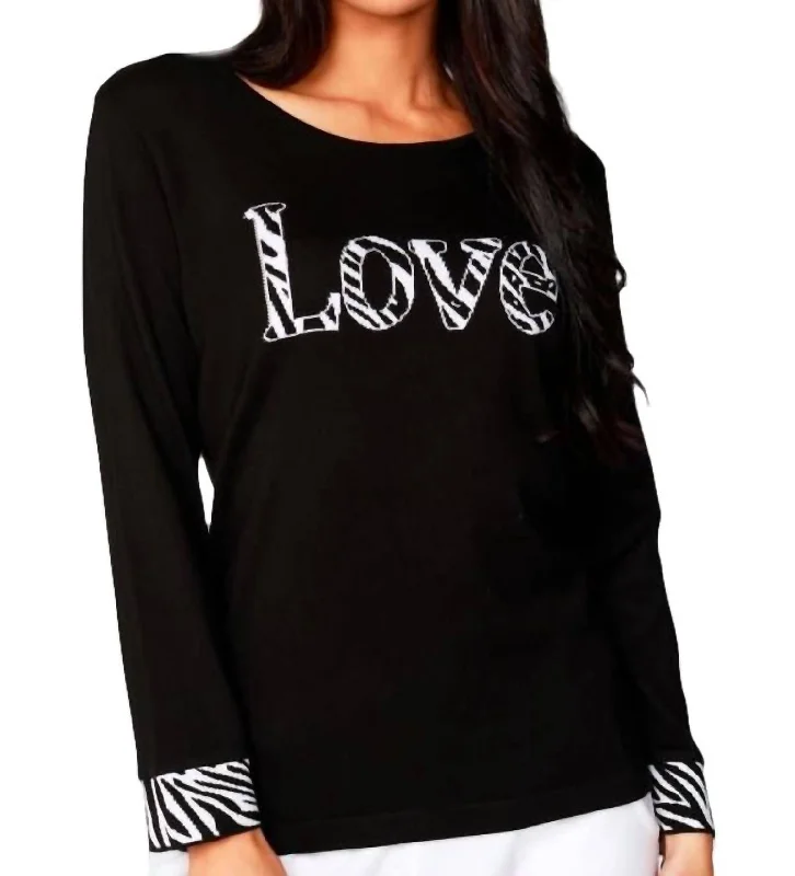 Plus-Size Quick-Dry Soft Knitted SweatersLove Scoop Neck Sweater In Black