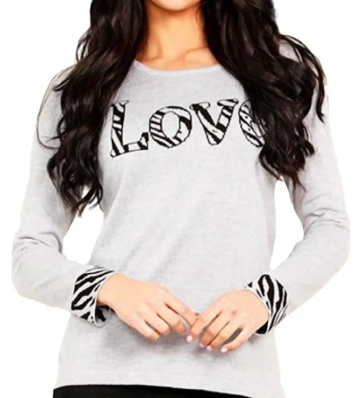 Luxurious SweatersLove Scoop Neck Sweater In Silver