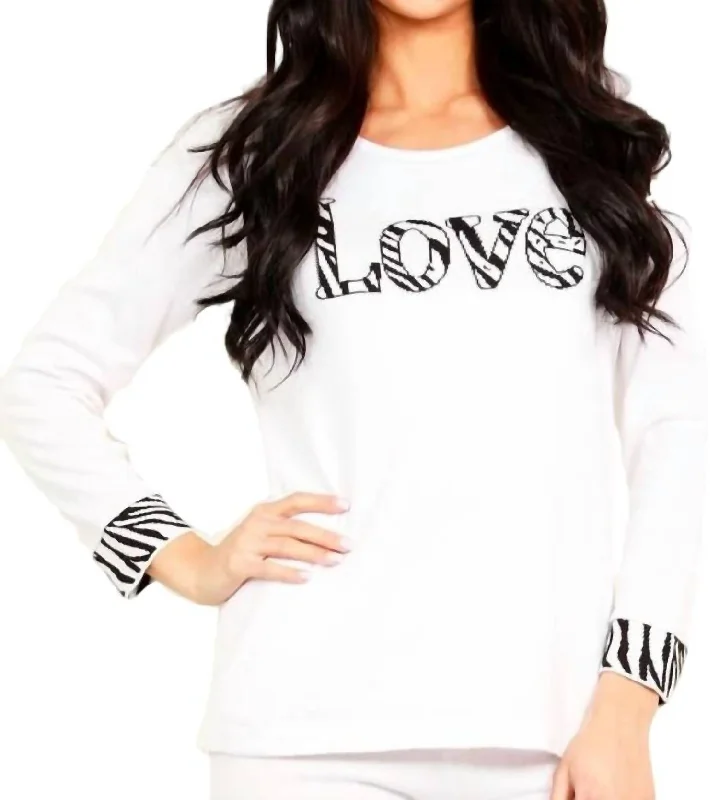 Plus-Size SweatersLove Scoop Neck Sweater In White