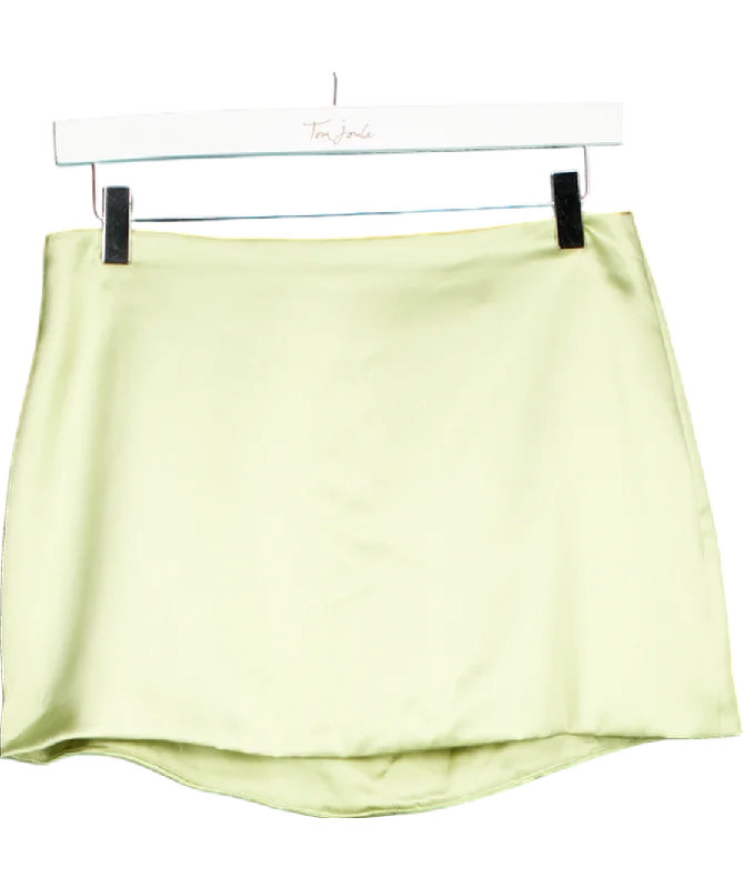 women's formal tiered skirtsMistress Rocks Green Satin Mini Skirt UK S