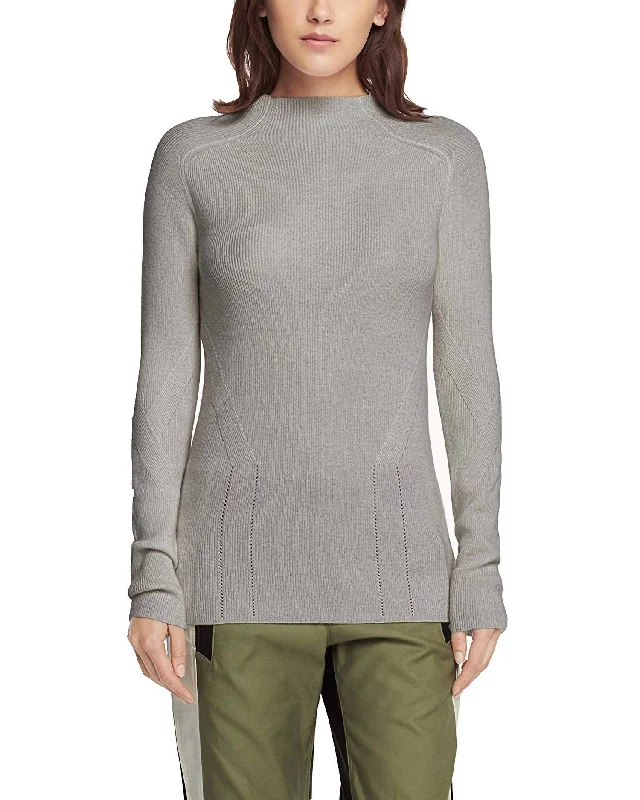 Wholesale Chunky SweatersNatasha Turtleneck Fine Knit Cashmere Sweater In Pale Heather