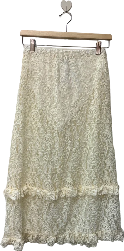 women's loungewear dressy skirtsPrettyLittleThing White Lace Midi Skirt UK 10