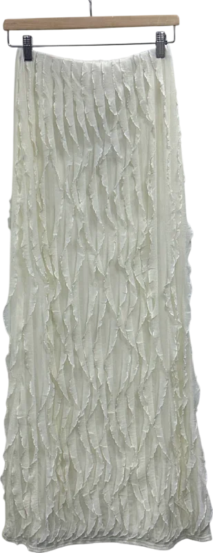 women's timeless satin skirtsPublic Desire Cream Ruffled Detail Maxi Skirt UK 10