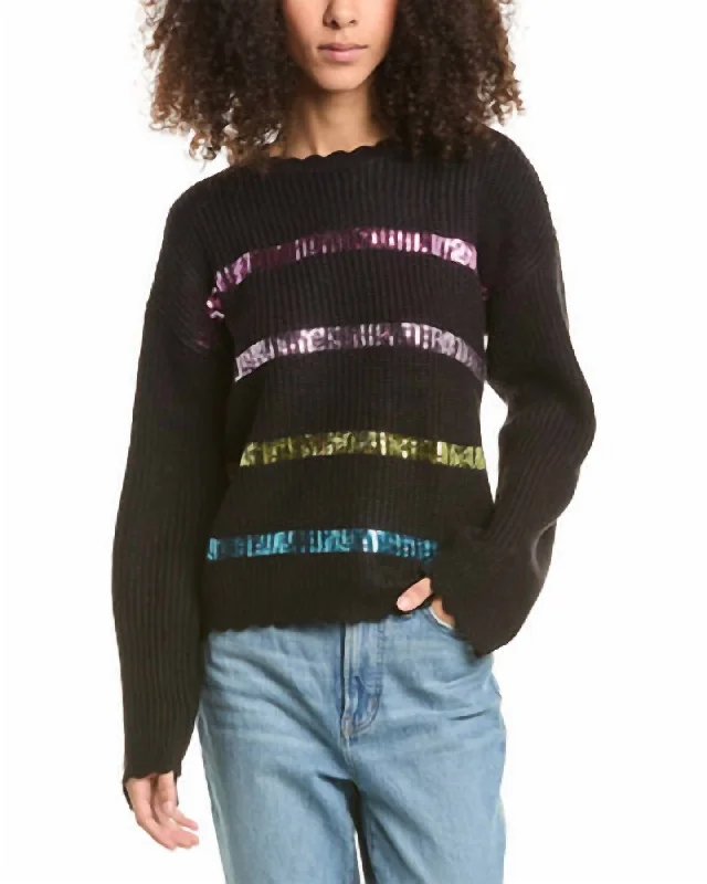 Hooded SweatersSequin Sweater In Black Combo