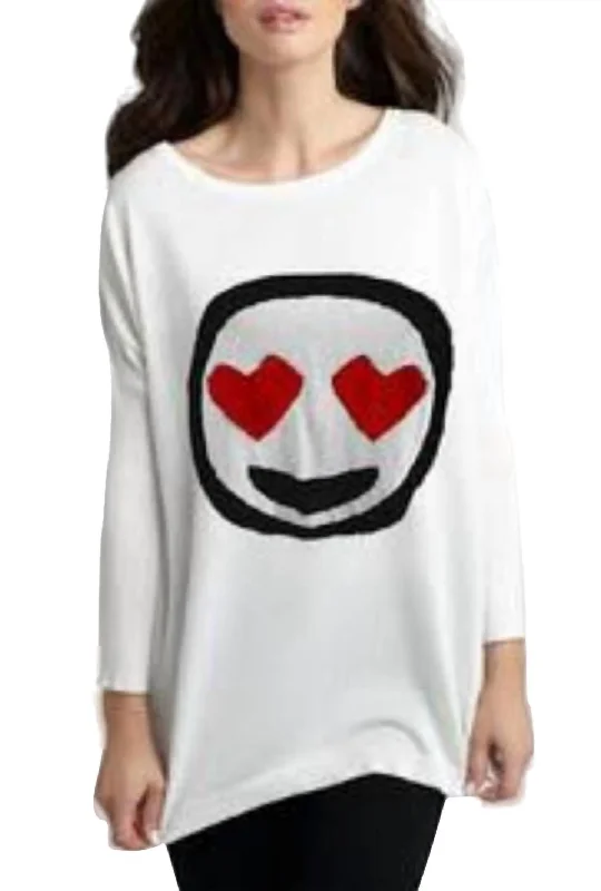 Patterned Cashmere SweatersSmile In Love Emoji Top In Stoneblack