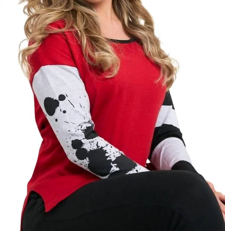 Discounted SweatersSplatter Stripe Sleeves Sweater In Fire