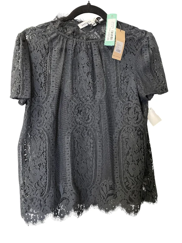 women's tops with ruffled hemsTop 2pc Short Sleeve By Rebecca Minkoff In Black, Size: S