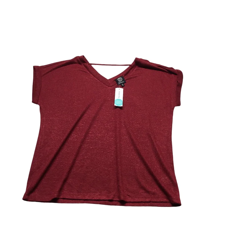 women's tops with spaghetti straps and deep V-necksTop Short Sleeve Basic By Bobeau In Red, Size: M