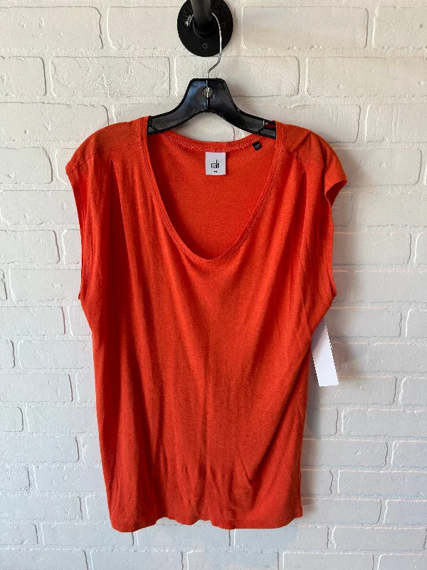 women's tops for black-tie affairsTop Short Sleeve Basic By Cabi In Orange, Size: M