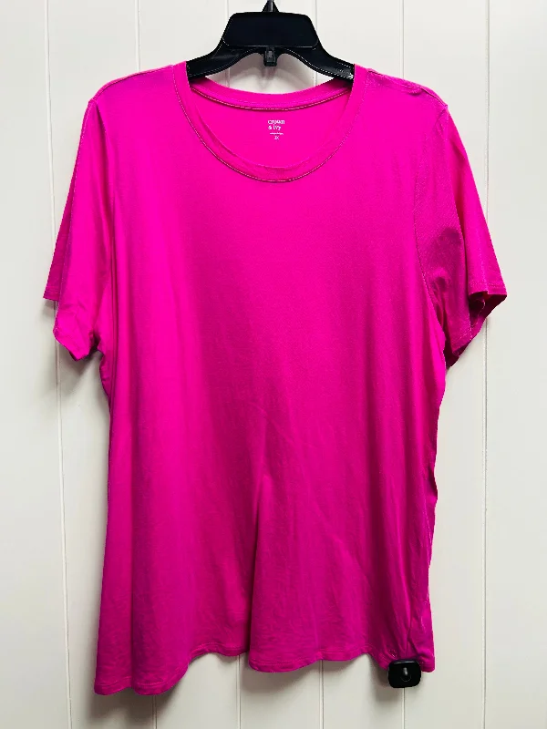 long-sleeved women's topsTop Short Sleeve Basic By Crown And Ivy In Pink, Size: 3x