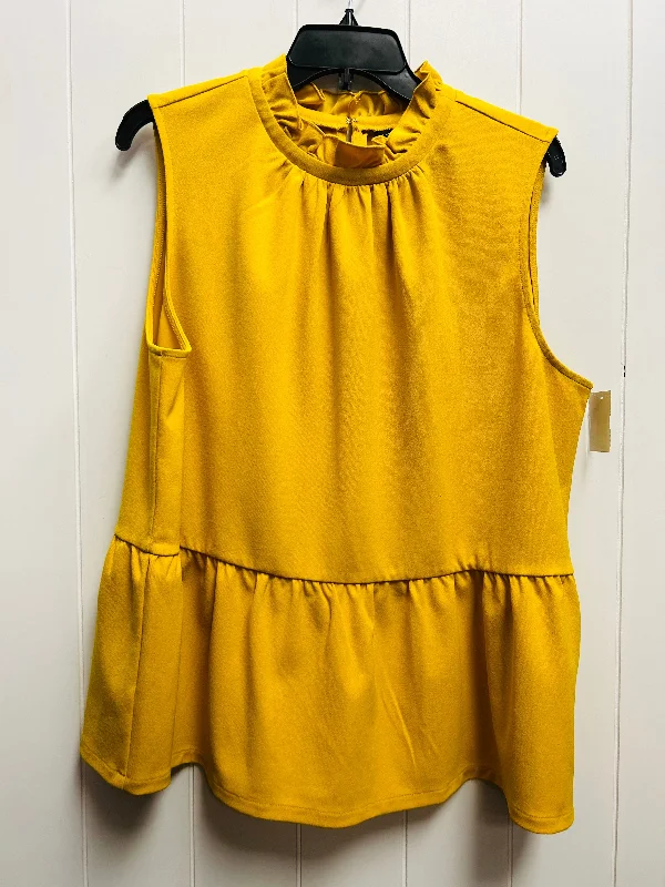 women's tops with embroidery detailsTop Short Sleeve By Ann Taylor In Yellow, Size: Xl