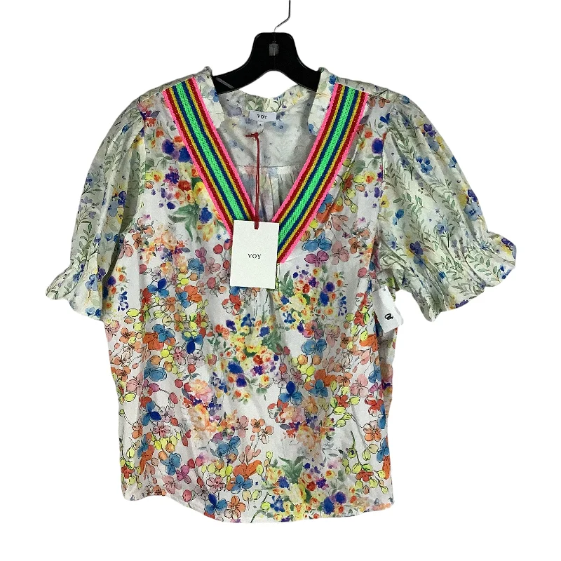 women's tops for vintage fashion enthusiastsTop Short Sleeve By Cmc In Multi-colored, Size: L