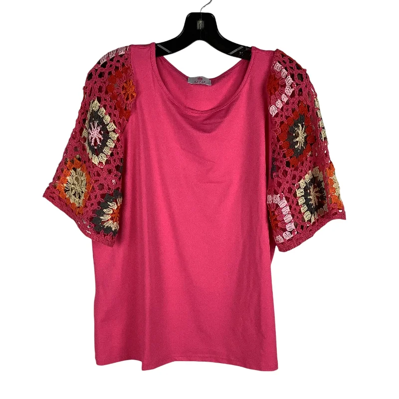 women's tops for glamorous eveningsTop Short Sleeve By Cmc In Pink, Size: L