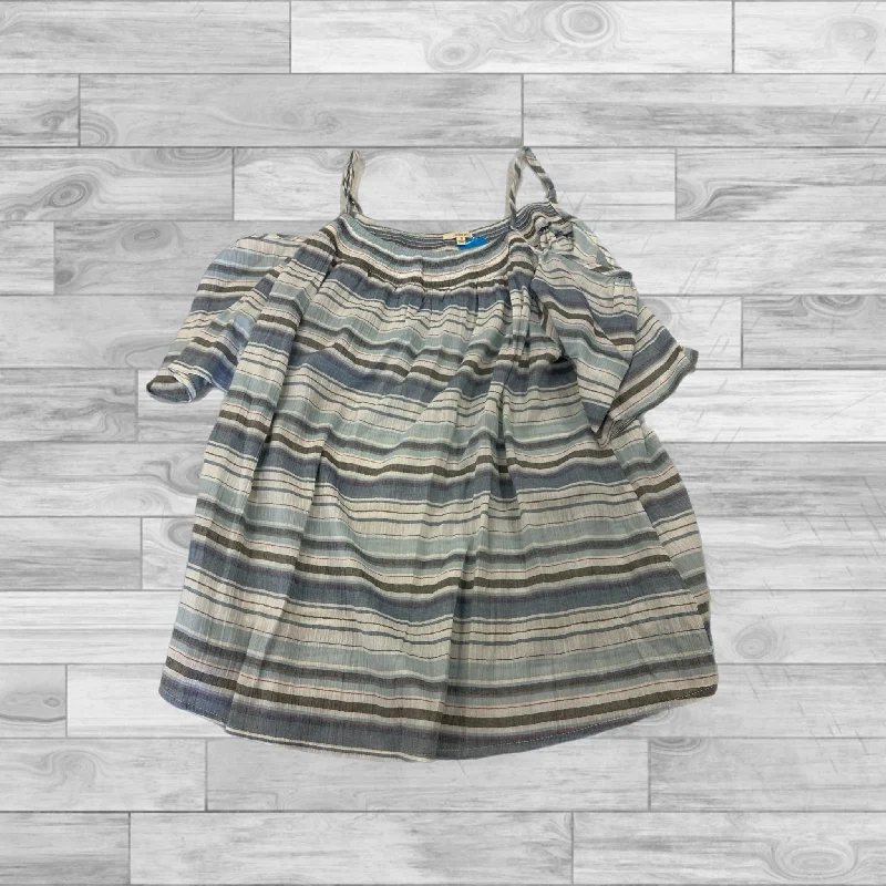 women's tops with ruffled hemsTop Short Sleeve By Easel In Striped, Size: S