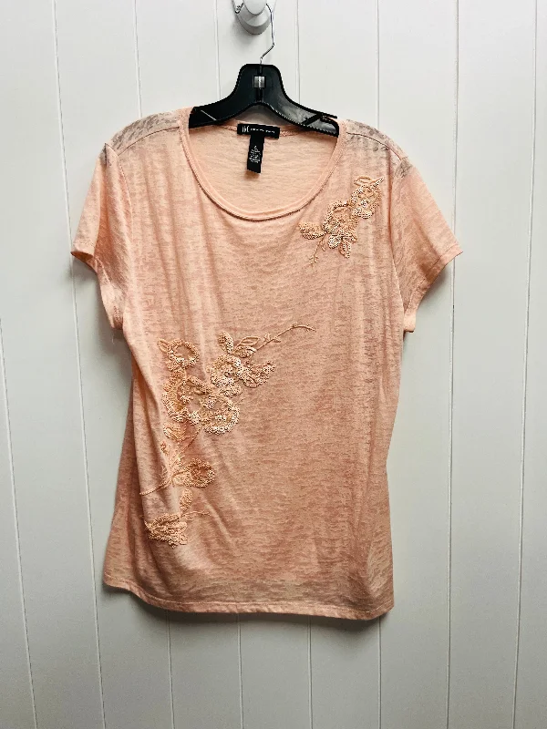 lace women's topsTop Short Sleeve By Inc In Peach, Size: Xl