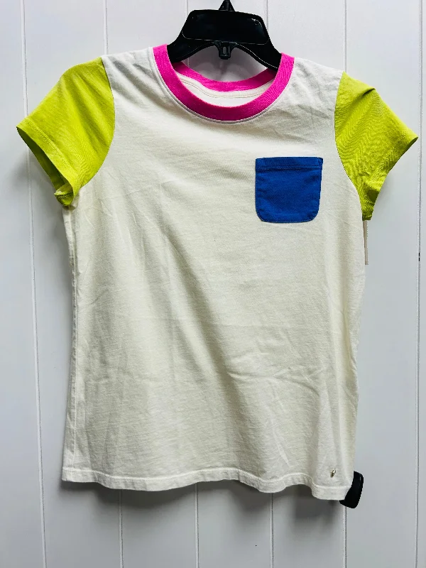 women's tops with geometric patternsTop Short Sleeve By Kate Spade In Pink & Yellow, Size: S