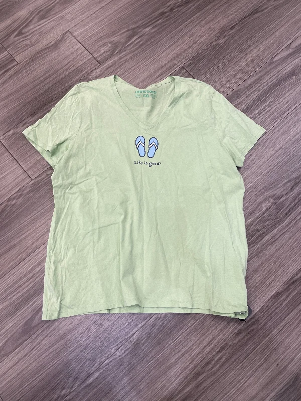 women's tops for those who want to add a pop of color to their outfitsTop Short Sleeve By Life Is Good In Green, Size: 2x