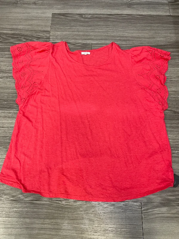 women's tops for glamorous eveningsTop Short Sleeve By Maurices In Coral, Size: 2x