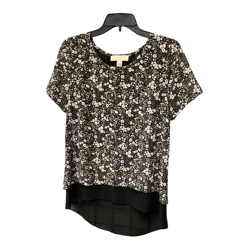 women's tops for creating capsule wardrobesTop Short Sleeve By Michael By Michael Kors In Floral Print, Size: S