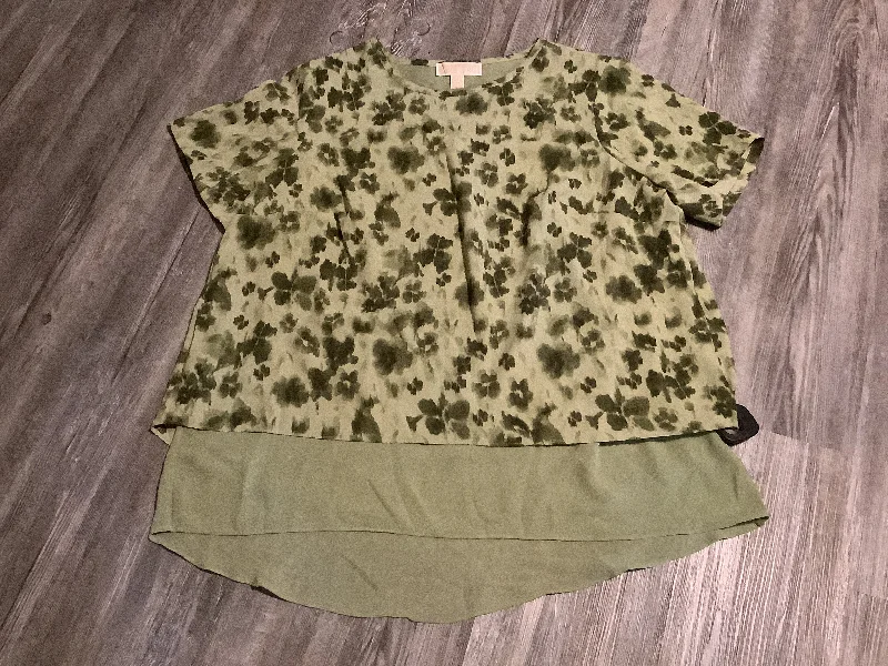 women's tops for cocktail partiesTop Short Sleeve By Michael Kors In Green, Size: 1x