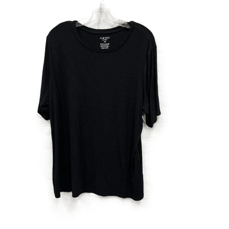 women's tops for those who want to add a touch of elegance and sophistication to their everyday wearTop Short Sleeve By Nine West In Black, Size: 2x