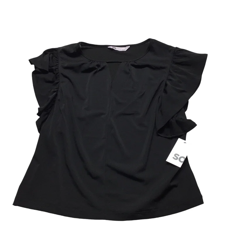 women's tops with lace-up frontsTop Short Sleeve By So In Black, Size: L